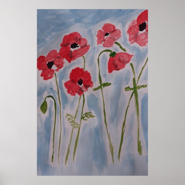 Wild Red Poppies Poster (Front)