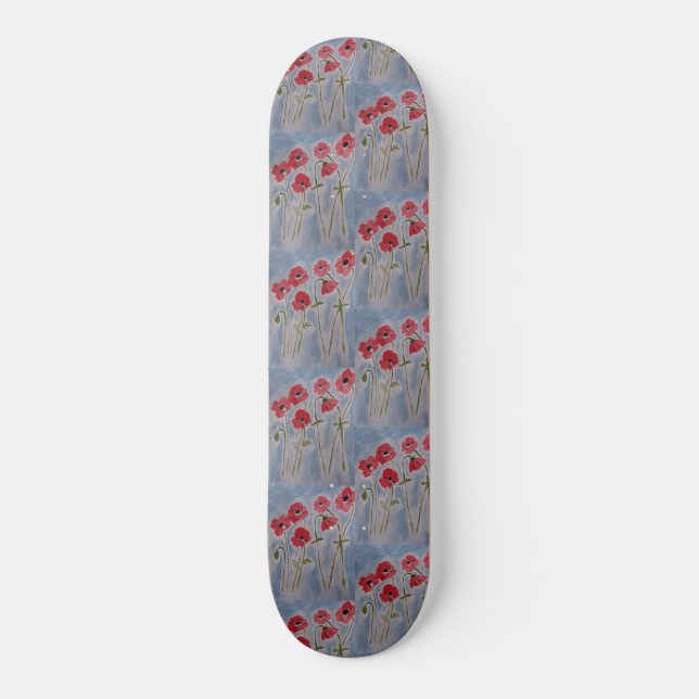 Wild Red Poppies Skateboard (Front)