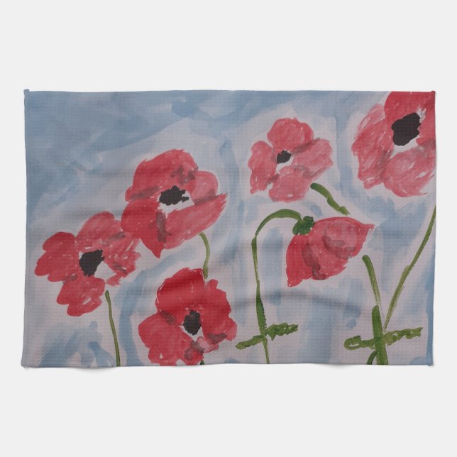 Wild Red Poppies Tea Towel (Horizontal)