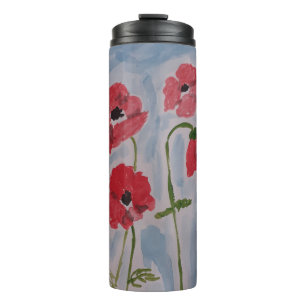 Wild Red Poppies Thermal Tumbler