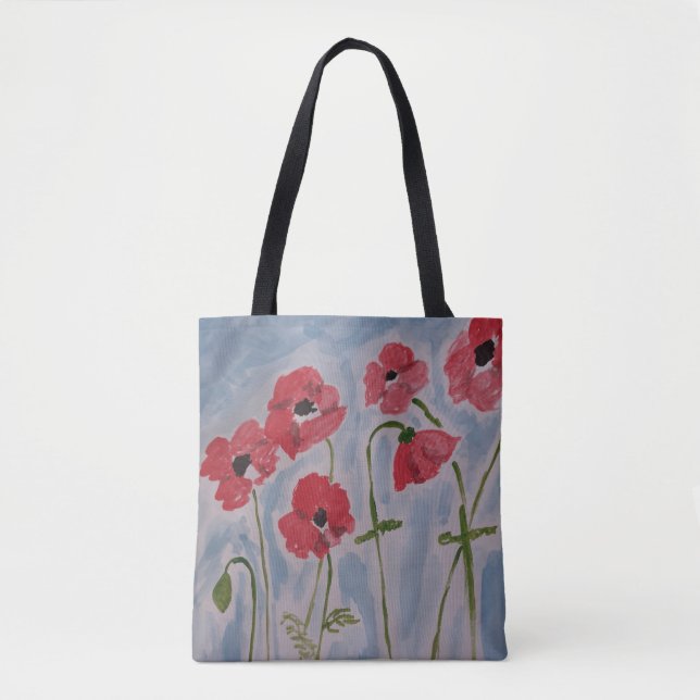 Wild Red Poppies Tote Bag (Front)