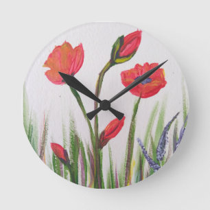 Wild Red poppy Clock