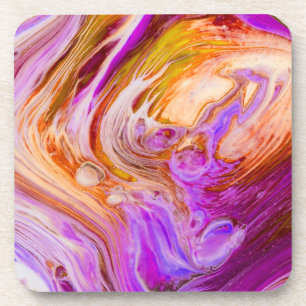 Wild Red Purple Acrylic Flow Art Coaster