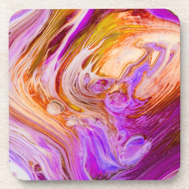 Wild Red Purple Acrylic Flow Art Coaster (Front)