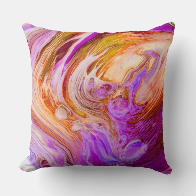 Wild Red Purple Acrylic Flow Art Cushion (Front)