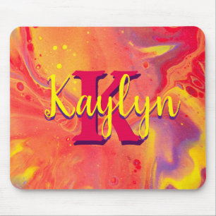 Wild Red Purple Acrylic Flow Art Mouse Pad