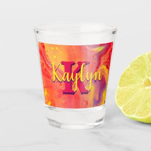 Wild Red Purple Acrylic Flow Art Shot Glass