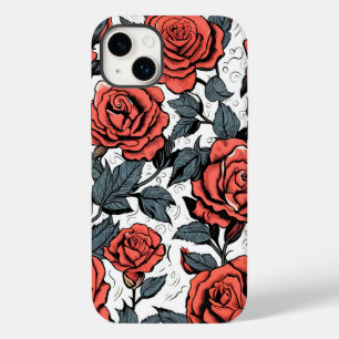 wild red roses Case-Mate iPhone 14 plus case