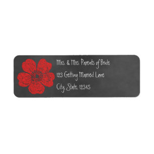 Wild Red Roses Chalkboard Label Return Address Label