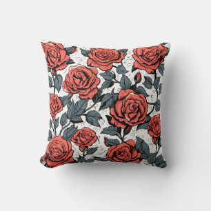 wild red roses cushion