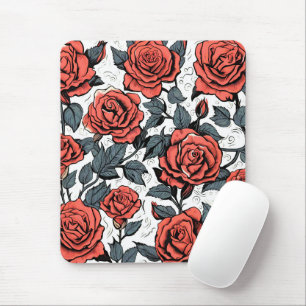 wild red roses mouse pad