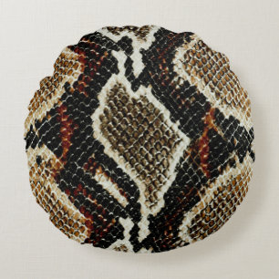 wild reptile pattern colourful python snake print round cushion