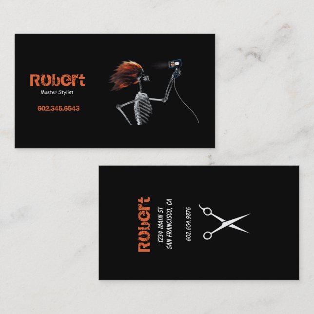 Wild Retro Skeleton Hairstylist - Business Cards (Front/Back)
