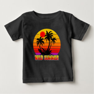 Wild Retro Summer Vibes with Palm Trees Design Baby T-Shirt