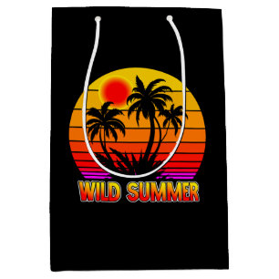 Wild Retro Summer Vibes with Palm Trees Design Medium Gift Bag