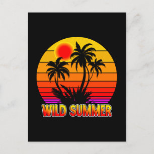 Wild Retro Summer Vibes with Palm Trees Design Postcard
