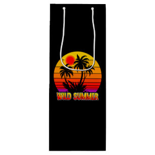 Wild Retro Summer Vibes with Palm Trees Design Wine Gift Bag
