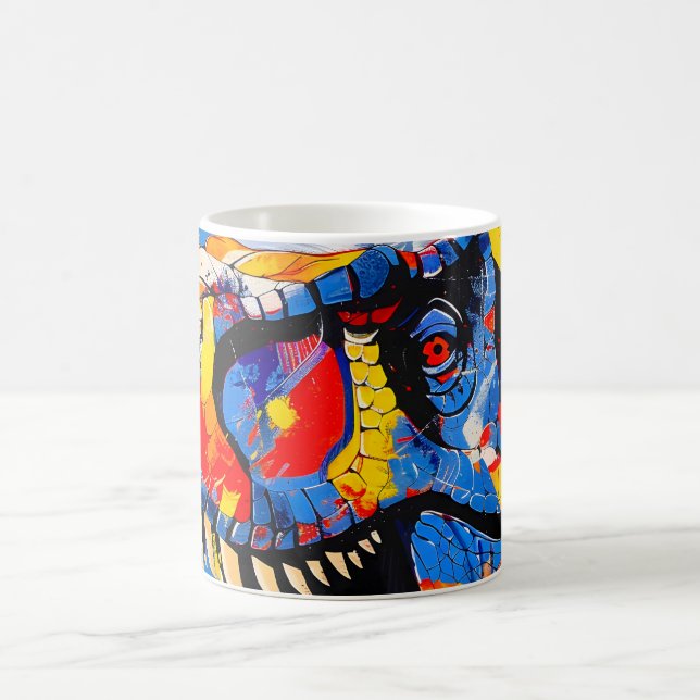 Wild Retro T-rex Dinosaur Fusion Coffee Mug (Center)