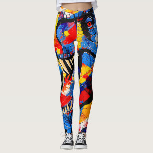 Wild Retro T-rex Dinosaur Fusion Leggings