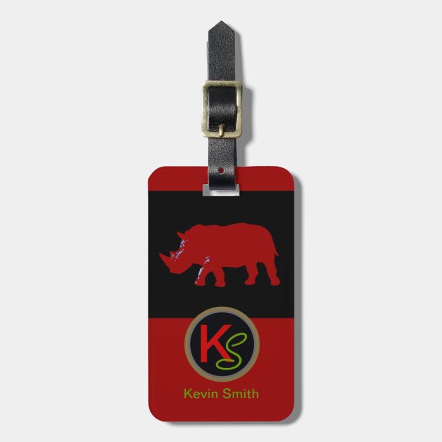 Wild Rhinoceros customisable Luggage Tag (Front Vertical)