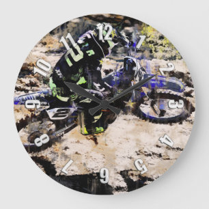 Wild Ride! - Motocross Racing Large Clock