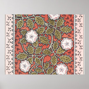 Wild Rose Art Illustration Flower Pattern Poster