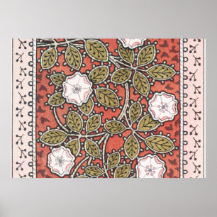 Wild Rose Art Illustration Flower Pattern Poster