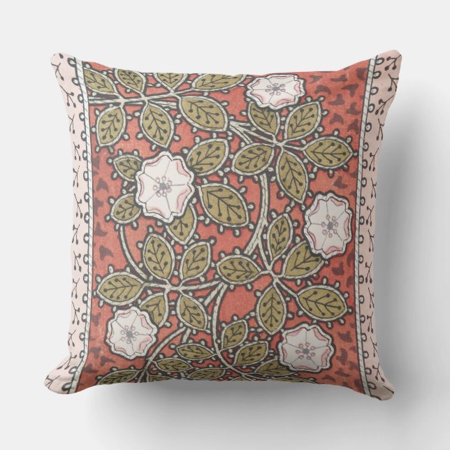 Wild Rose Art Illustration Flower Vintage Cushion (Front)