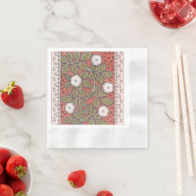 Wild Rose Art Illustration Flower Vintage Napkin (Insitu)
