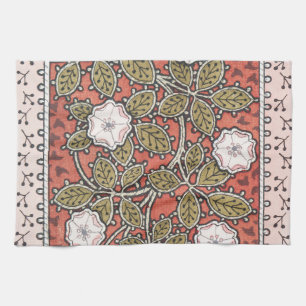 Wild Rose Art Illustration Flower Vintage Tea Towel