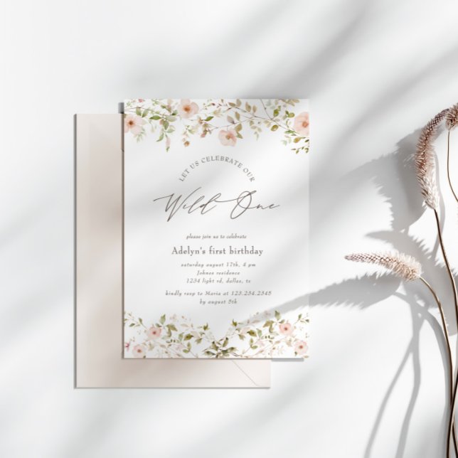 Wild Rose Baby First Birthday Invitation (Creator Uploaded)