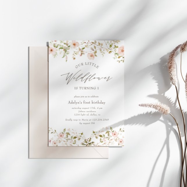 Wild Rose Baby First Birthday Photo Invitation (Creator Uploaded)