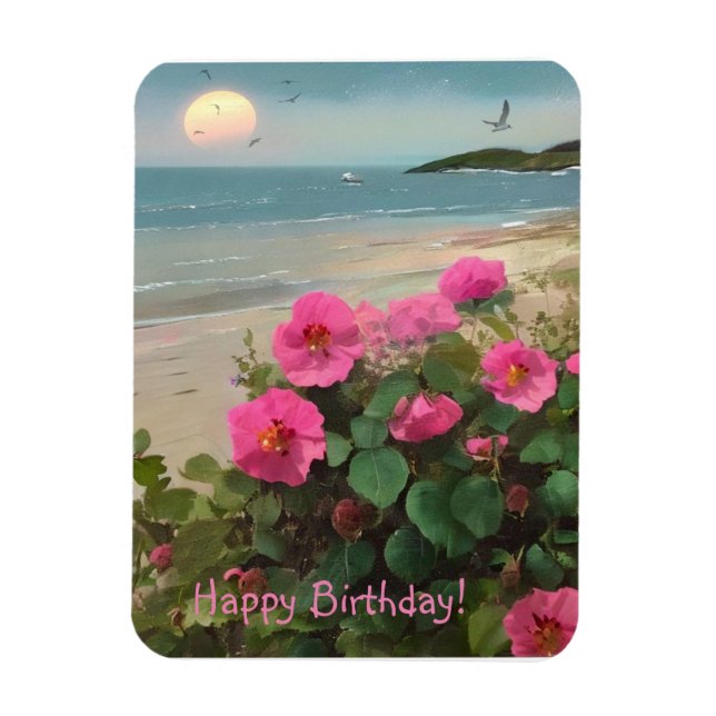 Wild Rose Beach Birthday Magnet (Vertical)