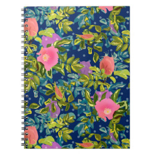 Wild rose, blue background, wild rose, roses, pink notebook