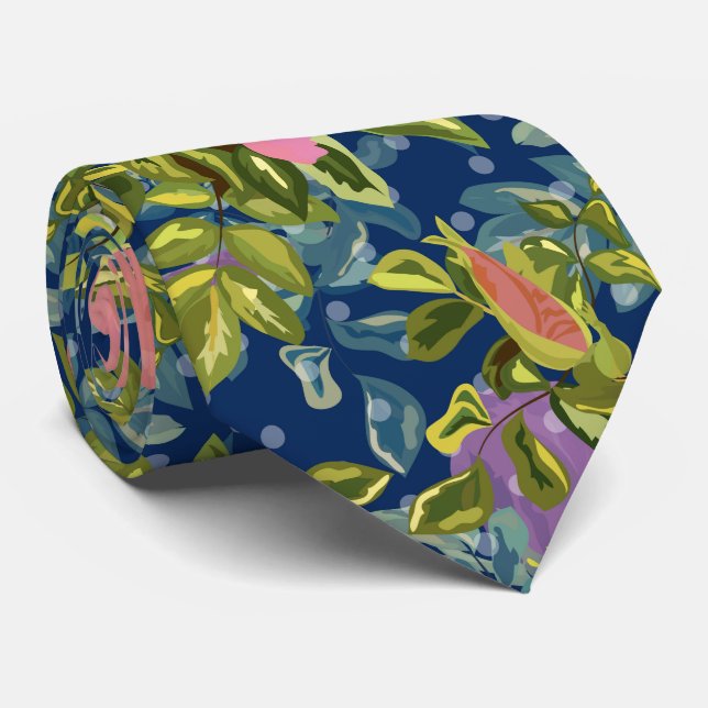 Wild rose, blue background, wild rose, roses tie (Rolled)