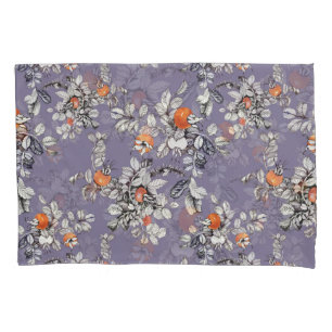Wild Rose Branches: Purple Pattern. Pillowcase