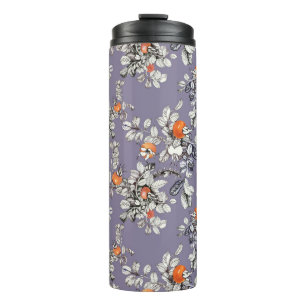 Wild Rose Branches: Purple Pattern. Thermal Tumbler