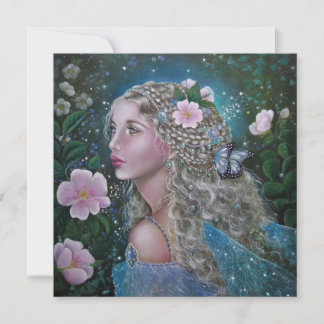 Wild rose fairy square greeting card