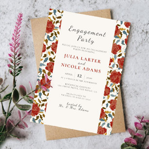 Wild Rose Floral Garden Affair Engagement Party Invitation