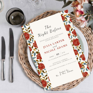 Wild Rose Floral Garden Affair Rehearsal Dinner Invitation