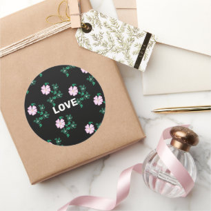 Wild Rose Floral Pattern Classic Round Sticker
