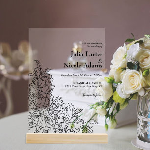 Wild Rose Floral Petals Garden Affair Wedding Acrylic Invitations