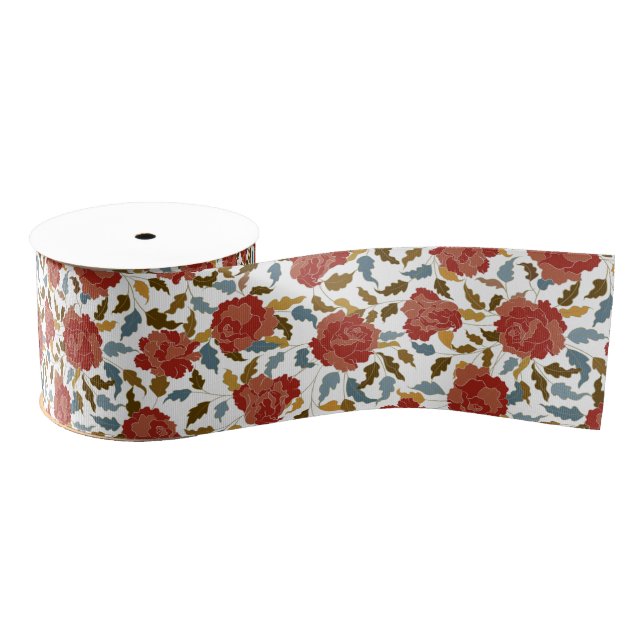 Wild Rose Floral Petals Garden Affair Wedding Grosgrain Ribbon (Spool)