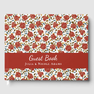 Wild Rose Floral Petals Garden Affair Wedding Guest Book