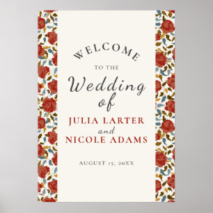 Wild Rose Floral Petals Garden Affair Wedding Poster