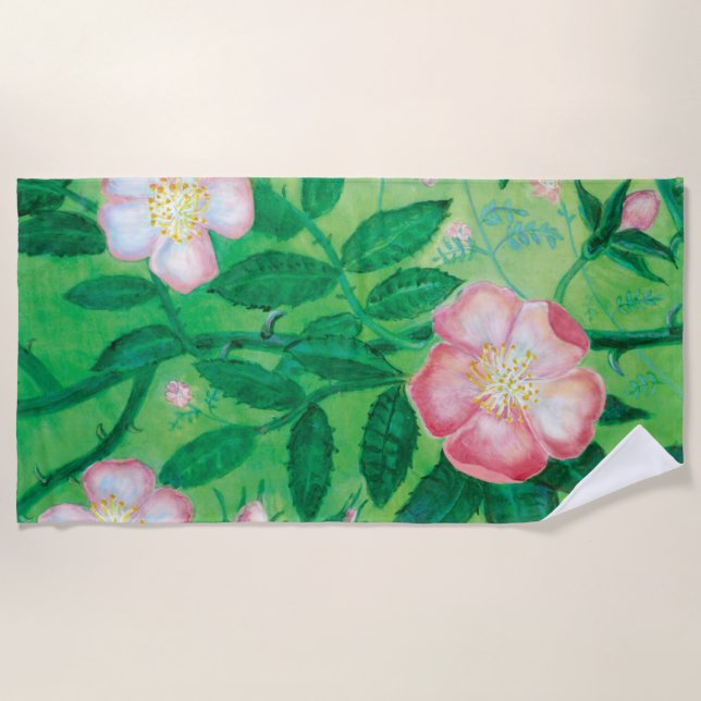 Wild rose flowers   beach towel (Front)