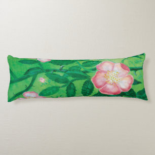 Wild rose flowers body cushion