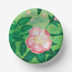 Wild rose flowers Illustration  Paper Plate