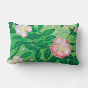 Wild rose flowers lumbar cushion