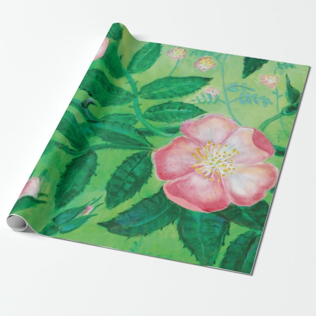 Wild rose flowers   wrapping paper (Unrolled)
